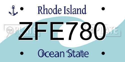 ZFE780 Rhode Island License Plate