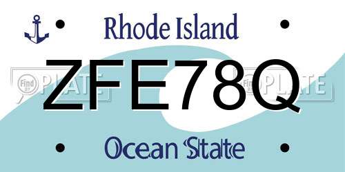 ZFE78Q Rhode Island License Plate
