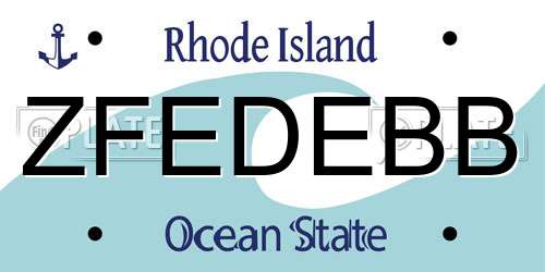 ZFEDEBB Rhode Island License Plate