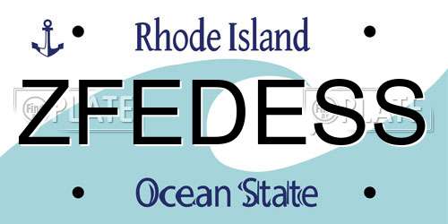 ZFEDESS Rhode Island License Plate