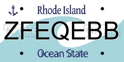 ZFEQEBB Rhode Island License Plate