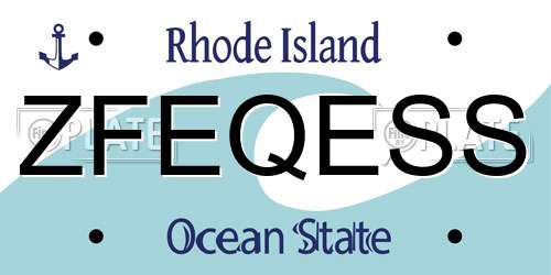 ZFEQESS Rhode Island License Plate