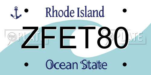 ZFET80 Rhode Island License Plate