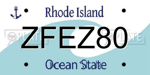 ZFEZ80 Rhode Island License Plate