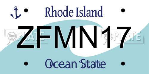 ZFMN17 Rhode Island License Plate