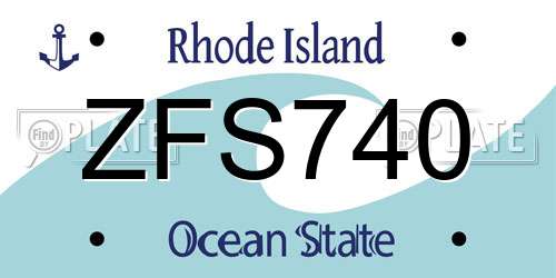 ZFS740 Rhode Island License Plate