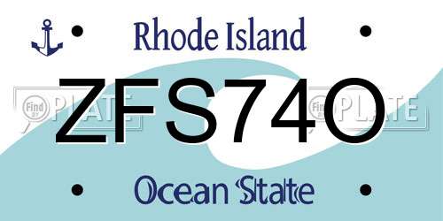 ZFS74O Rhode Island License Plate