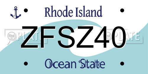 ZFSZ40 Rhode Island License Plate