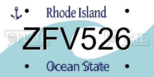 ZFV526 Rhode Island License Plate