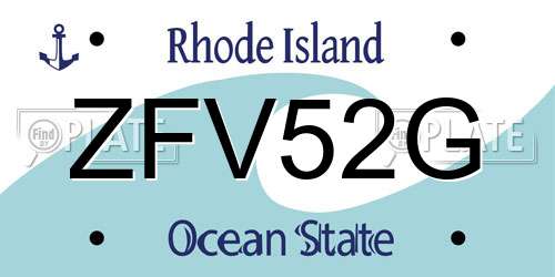 ZFV52G Rhode Island License Plate
