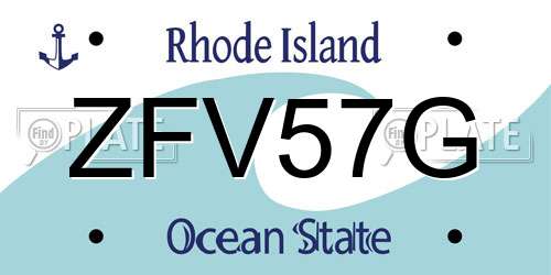 ZFV57G Rhode Island License Plate