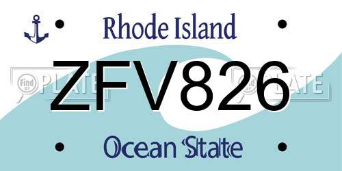 ZFV826 Rhode Island License Plate