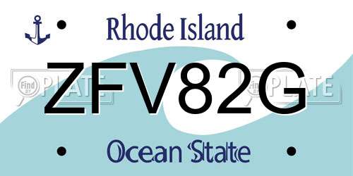 ZFV82G Rhode Island License Plate