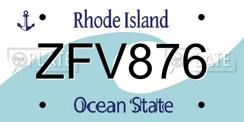 ZFV876 Rhode Island License Plate