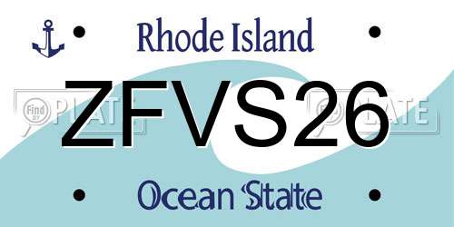 ZFVS26 Rhode Island License Plate
