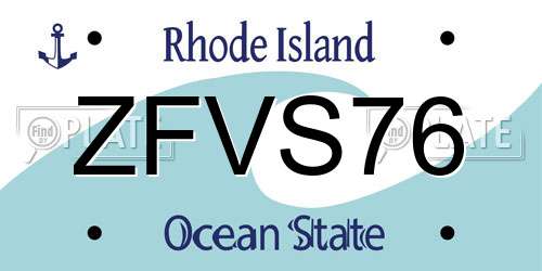 ZFVS76 Rhode Island License Plate