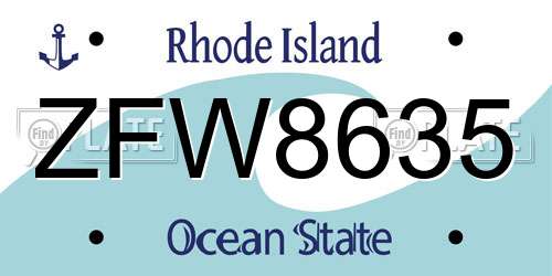 ZFW8635 Rhode Island License Plate