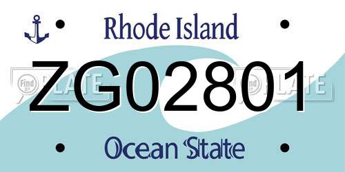 ZG02801 Rhode Island License Plate