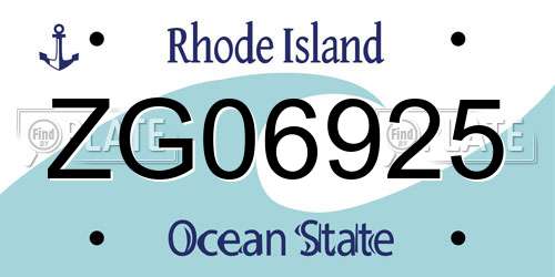 ZG06925 Rhode Island License Plate