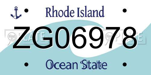 ZG06978 Rhode Island License Plate