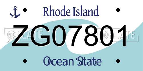 ZG07801 Rhode Island License Plate