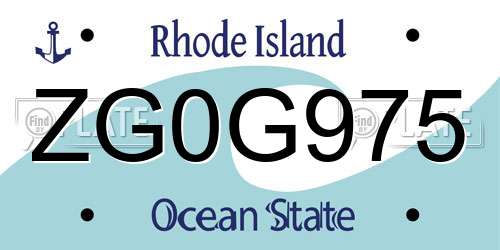 ZG0G975 Rhode Island License Plate