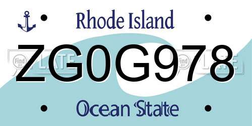 ZG0G978 Rhode Island License Plate