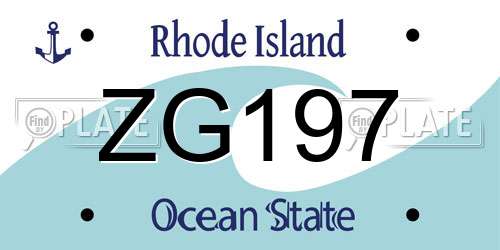 ZG197 Rhode Island License Plate