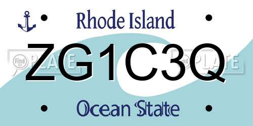 ZG1C3Q Rhode Island License Plate