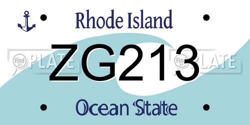 ZG213 Rhode Island License Plate