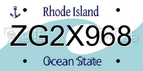 ZG2X968 Rhode Island License Plate
