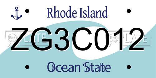 ZG3C012 Rhode Island License Plate