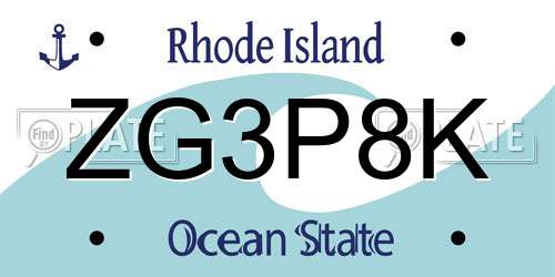 ZG3P8K Rhode Island License Plate