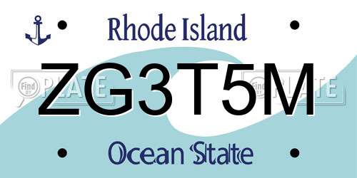 ZG3T5M Rhode Island License Plate