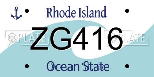 ZG416 Rhode Island License Plate
