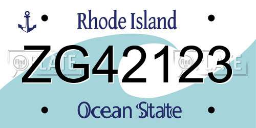 ZG42123 Rhode Island License Plate