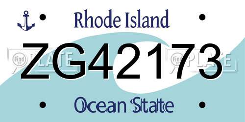ZG42173 Rhode Island License Plate
