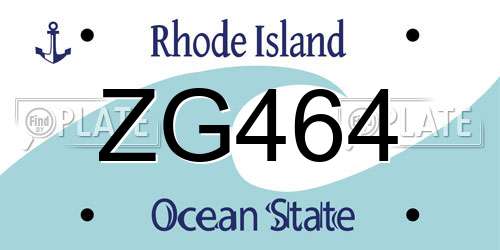 ZG464 Rhode Island License Plate