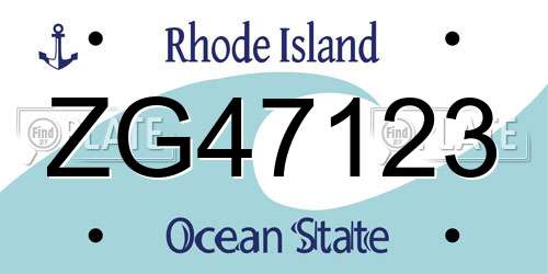 ZG47123 Rhode Island License Plate