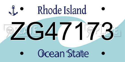 ZG47173 Rhode Island License Plate
