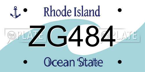 ZG484 Rhode Island License Plate