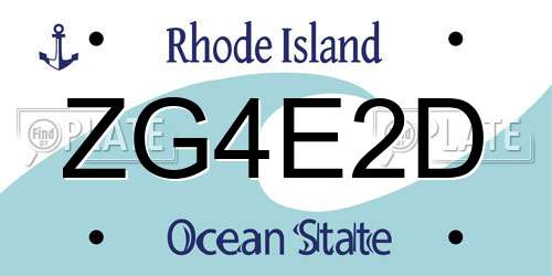 ZG4E2D Rhode Island License Plate