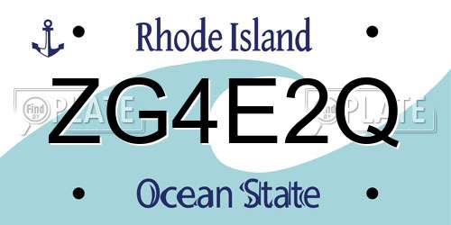ZG4E2Q Rhode Island License Plate