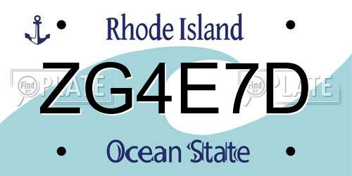 ZG4E7D Rhode Island License Plate
