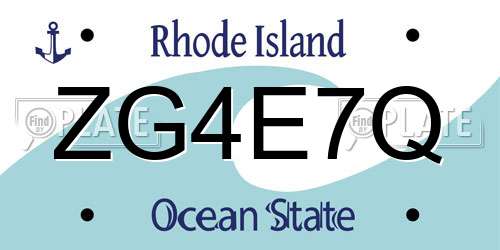 ZG4E7Q Rhode Island License Plate