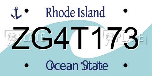 ZG4T173 Rhode Island License Plate