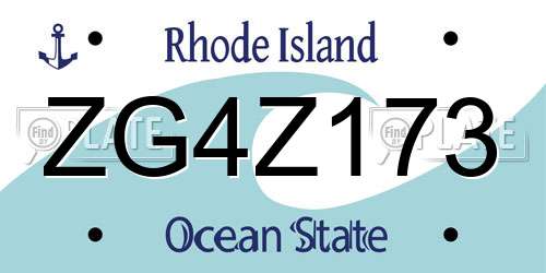 ZG4Z173 Rhode Island License Plate