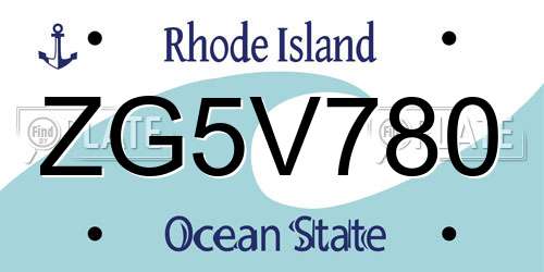 ZG5V780 Rhode Island License Plate