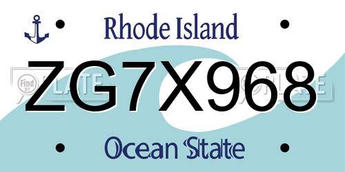ZG7X968 Rhode Island License Plate