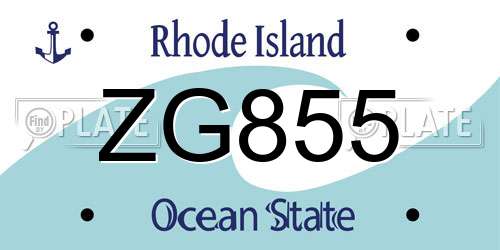 ZG855 Rhode Island License Plate
